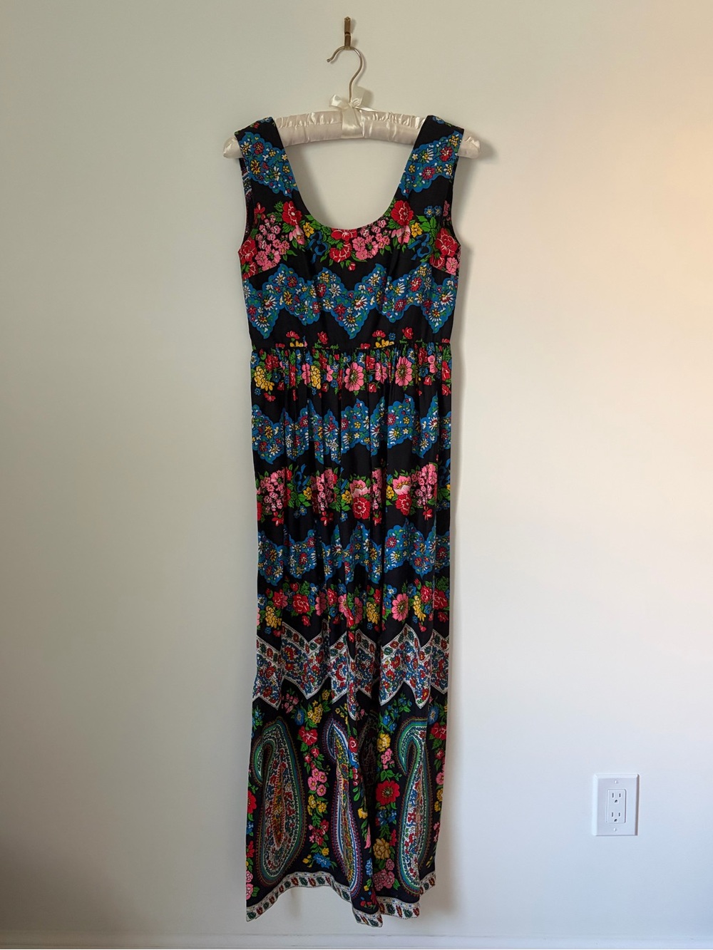 Vintage 70s Colorful Floral Maxi Dress - Picture 2 of 5